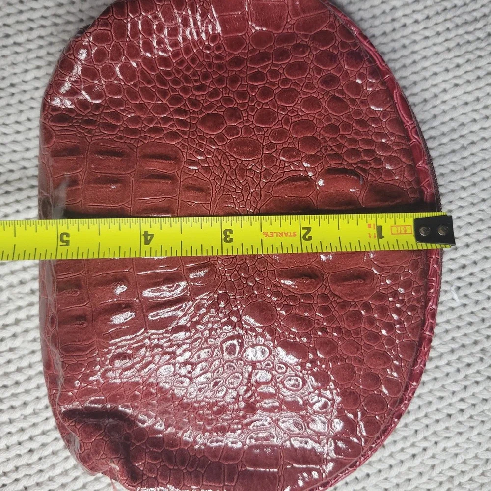 Genuine Leather Burgundy Croc Embossed Coin Pouch and Card Holder Set